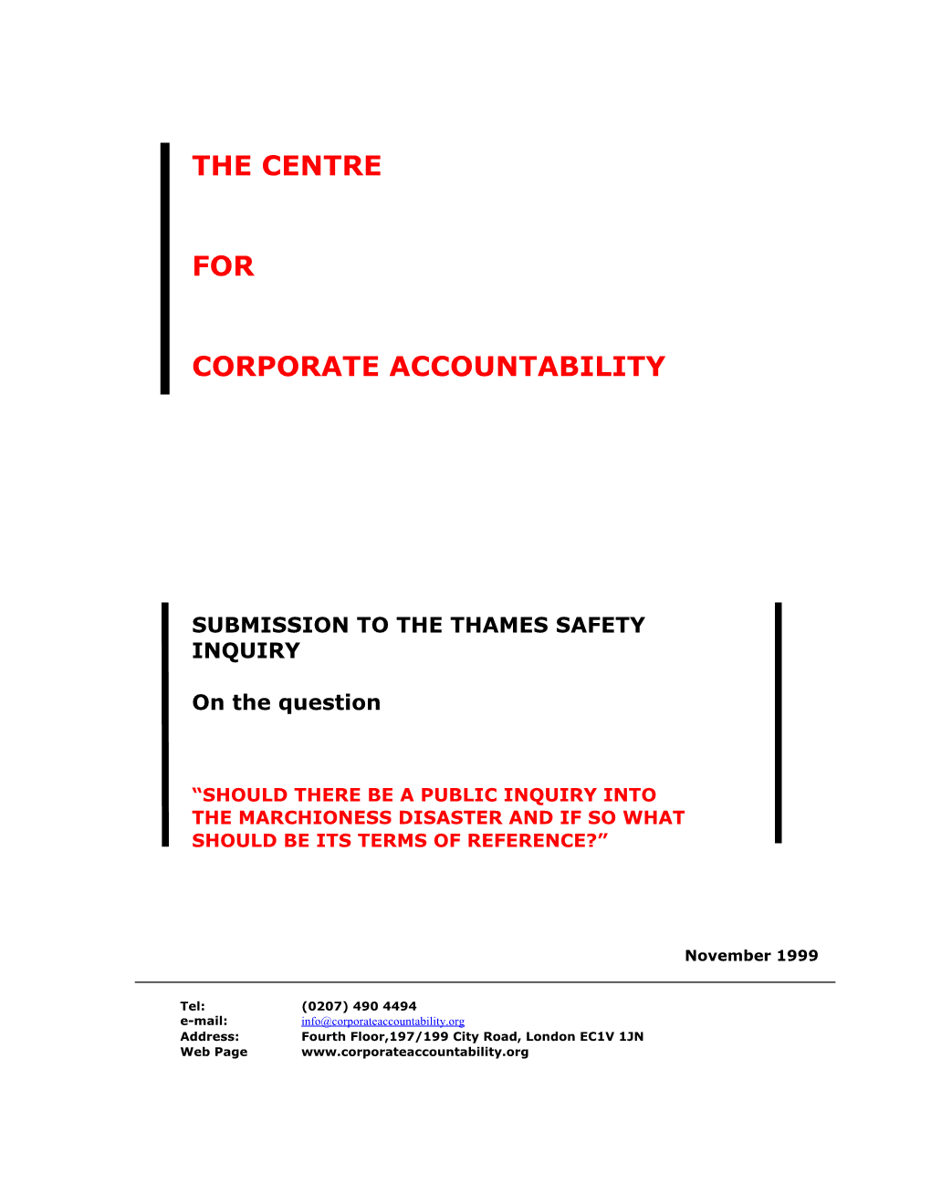 The Centre for Corporate Accountability