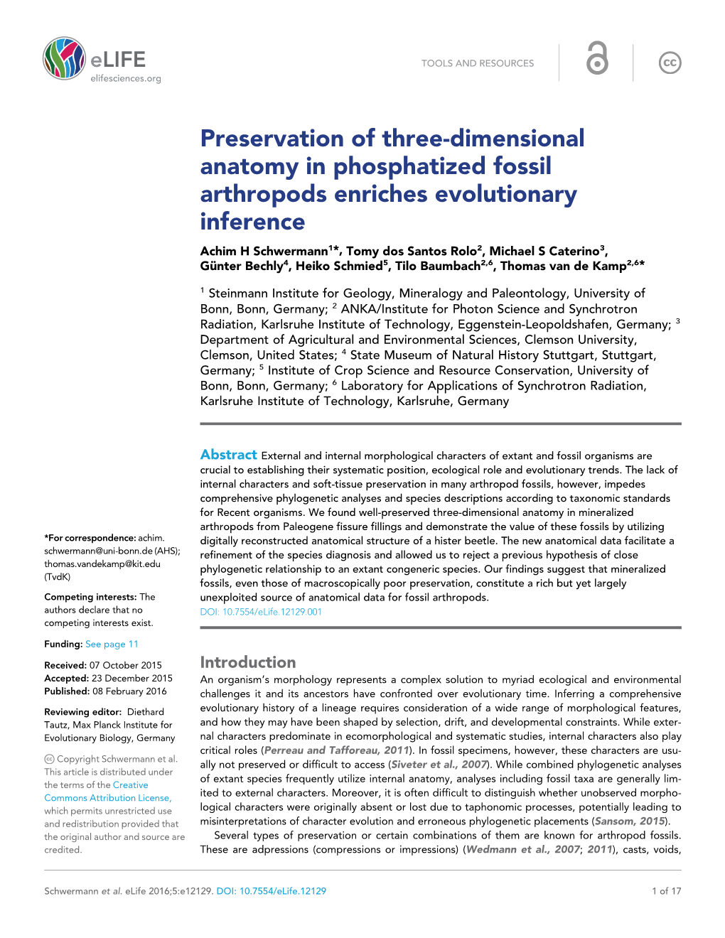 Preservation of Three-Dimensional Anatomy in Phosphatized Fossil