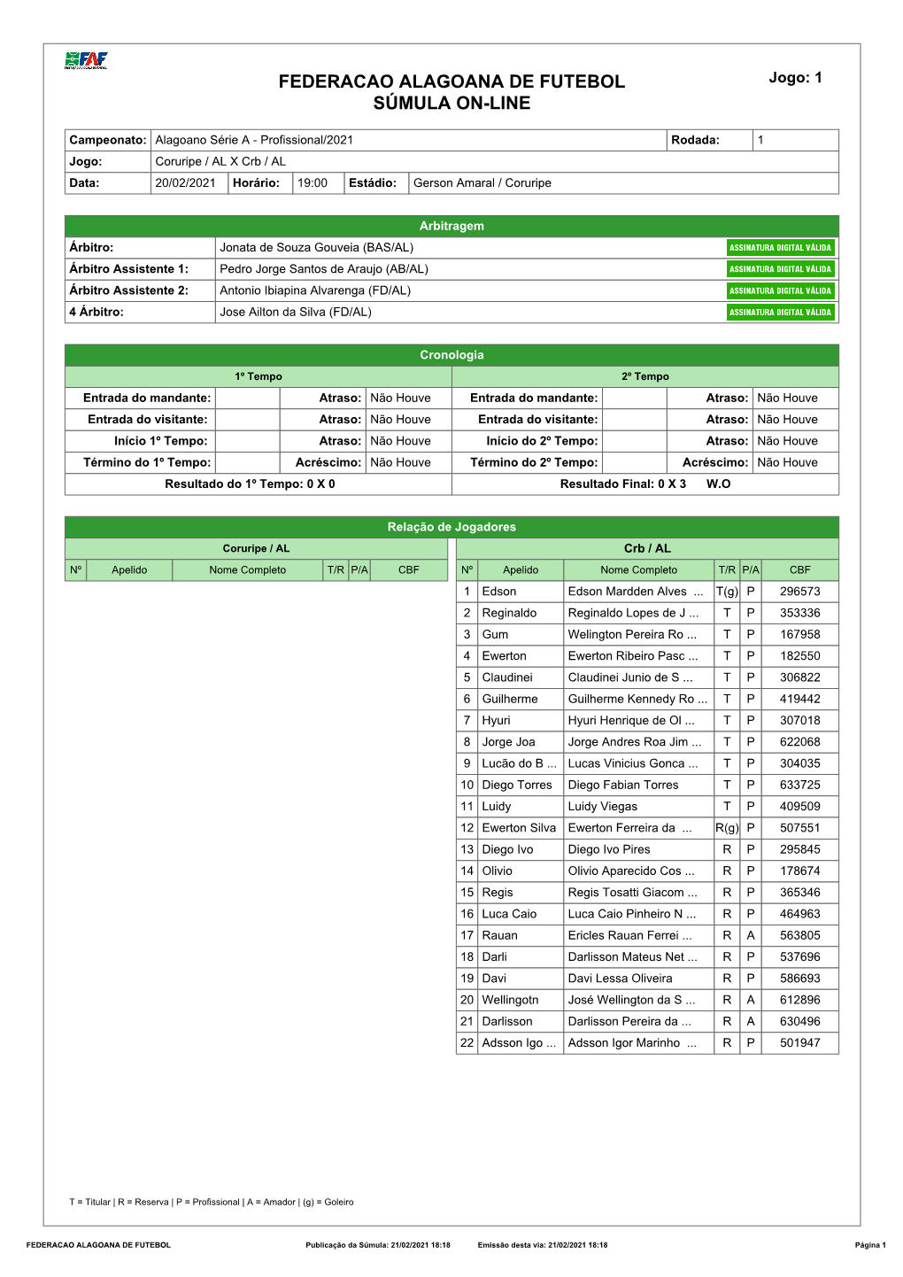 Federacao Alagoana De Futebol Súmula On-Line