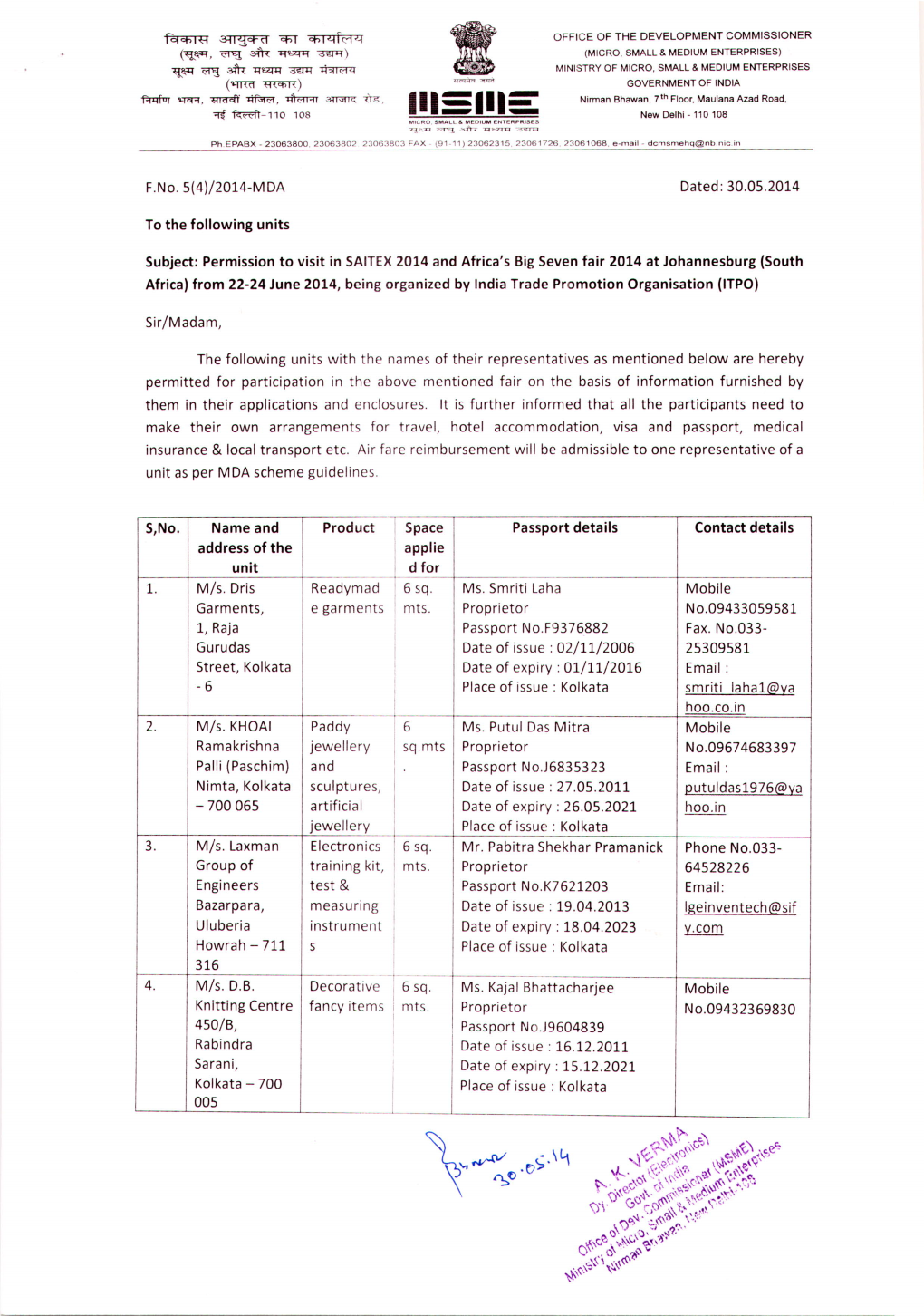 South Africa) from 22-24 June 2014, Being Organized by India Trade Promotion Organisation (ITPO)