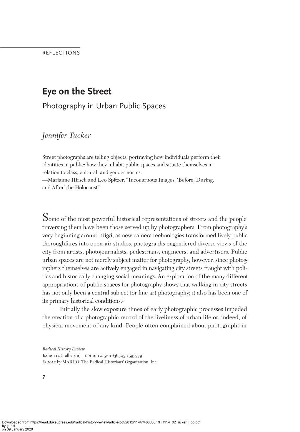 Eye on the Street, Photography in Urban Public Spaces by Jennifer