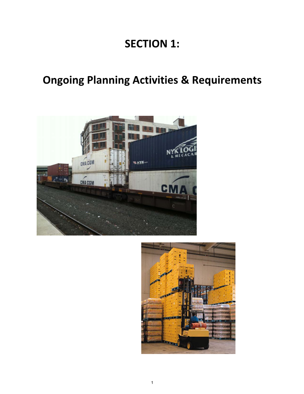 SECTION 1: Ongoing Planning Activities & Requirements