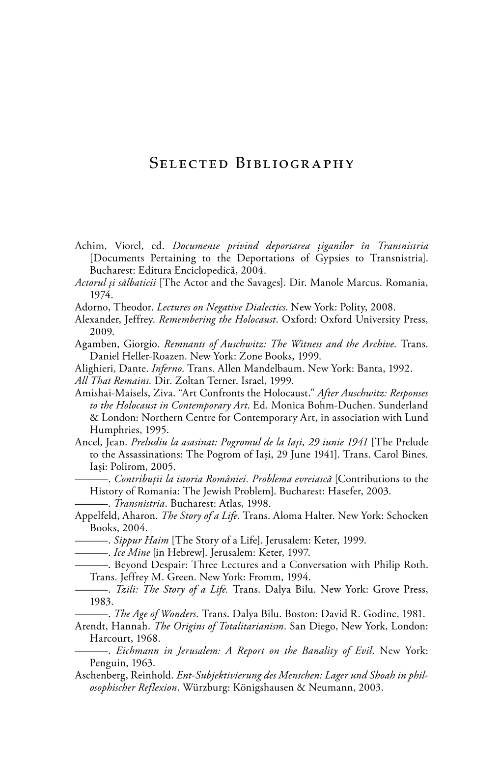 Selected Bibliography