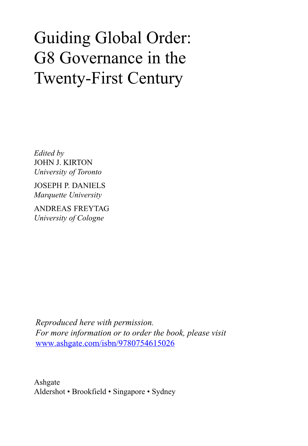 G8 Governance in the Twenty-First Century