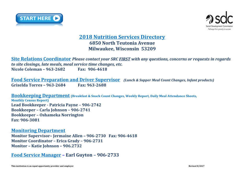 2008 Food Service Program Directory