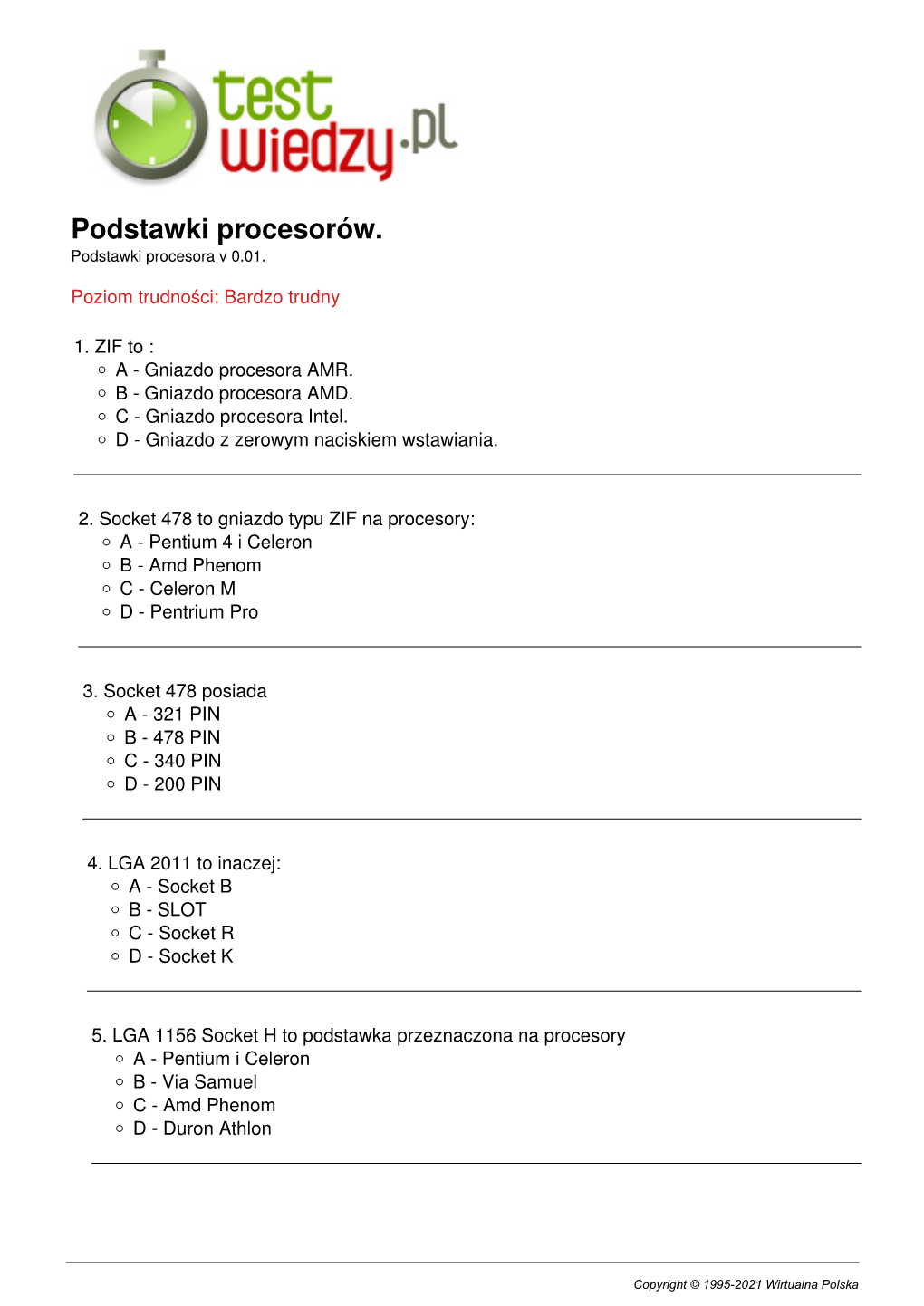 Podstawki Procesorów. Podstawki Procesora V 0.01