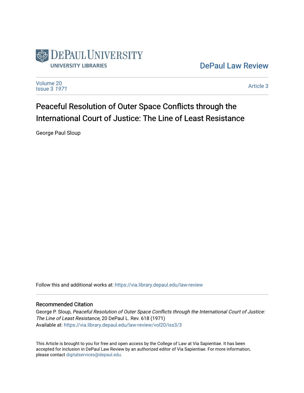 Peaceful Resolution of Outer Space Conflicts Through the International Court of Justice: the Line of Least Resistance