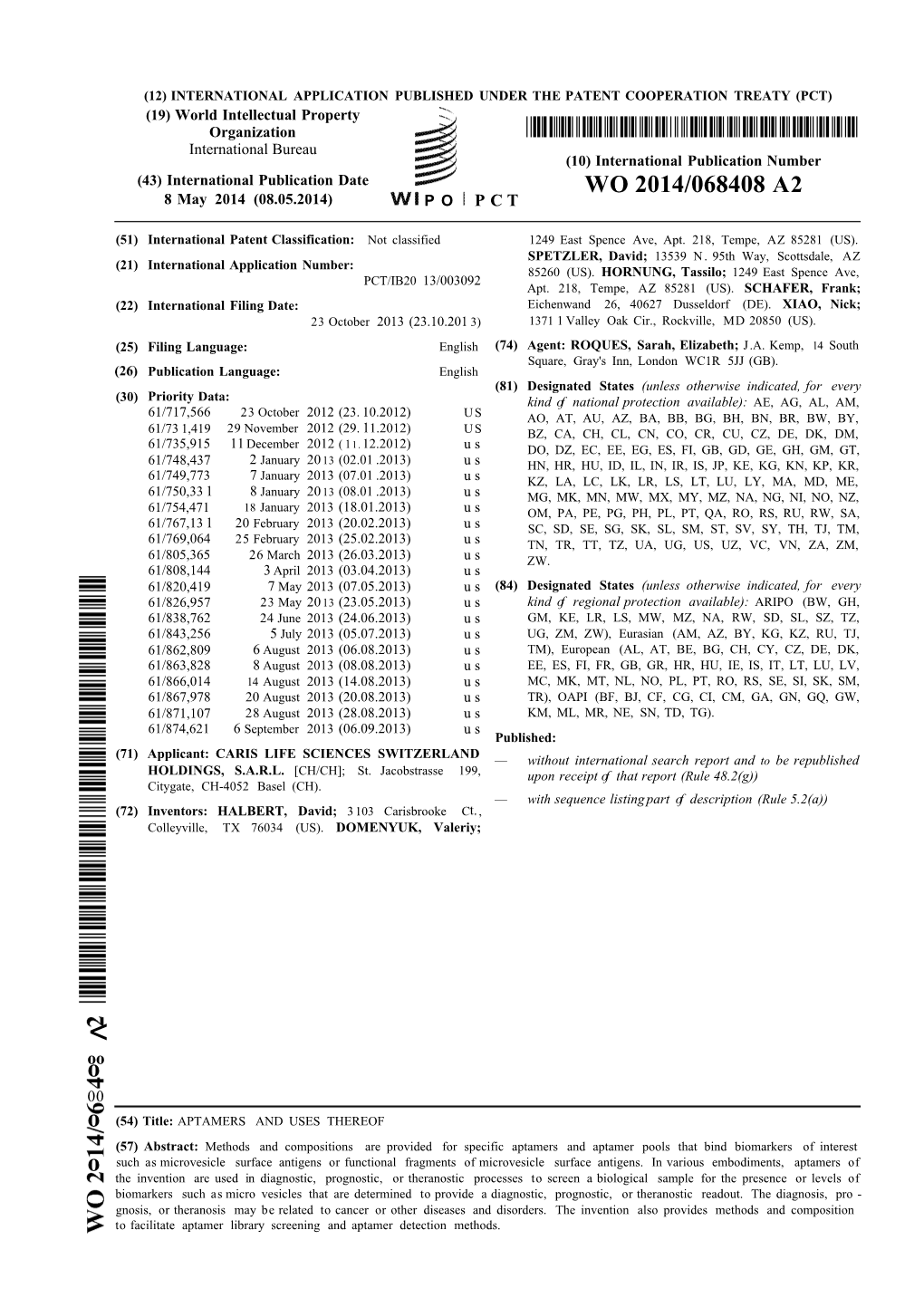 WO 2014/068408 A2 8 May 2014 (08.05.2014) P O P C T