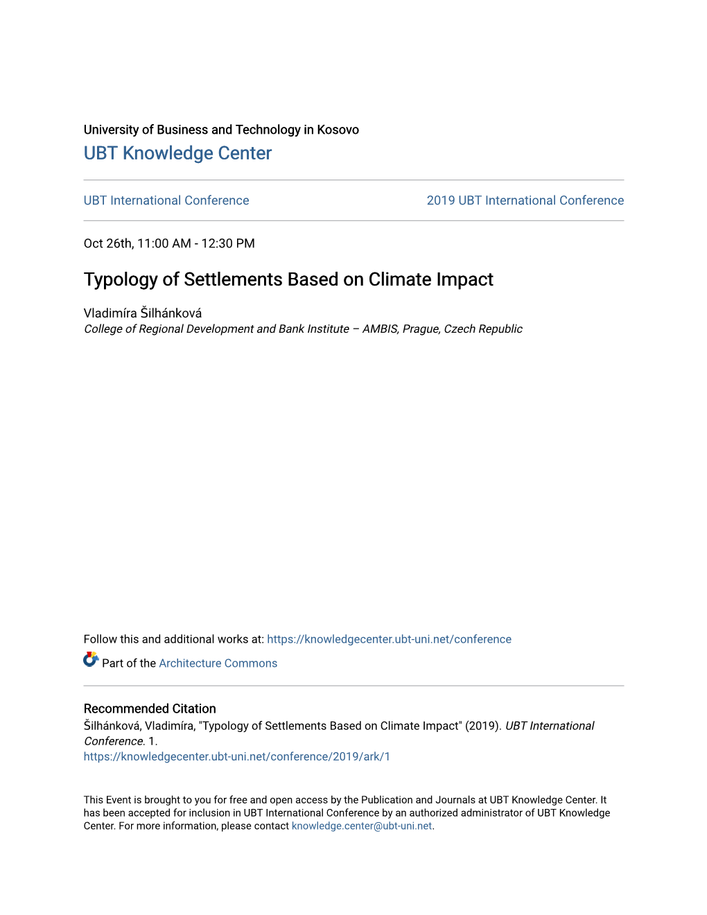 Typology of Settlements Based on Climate Impact