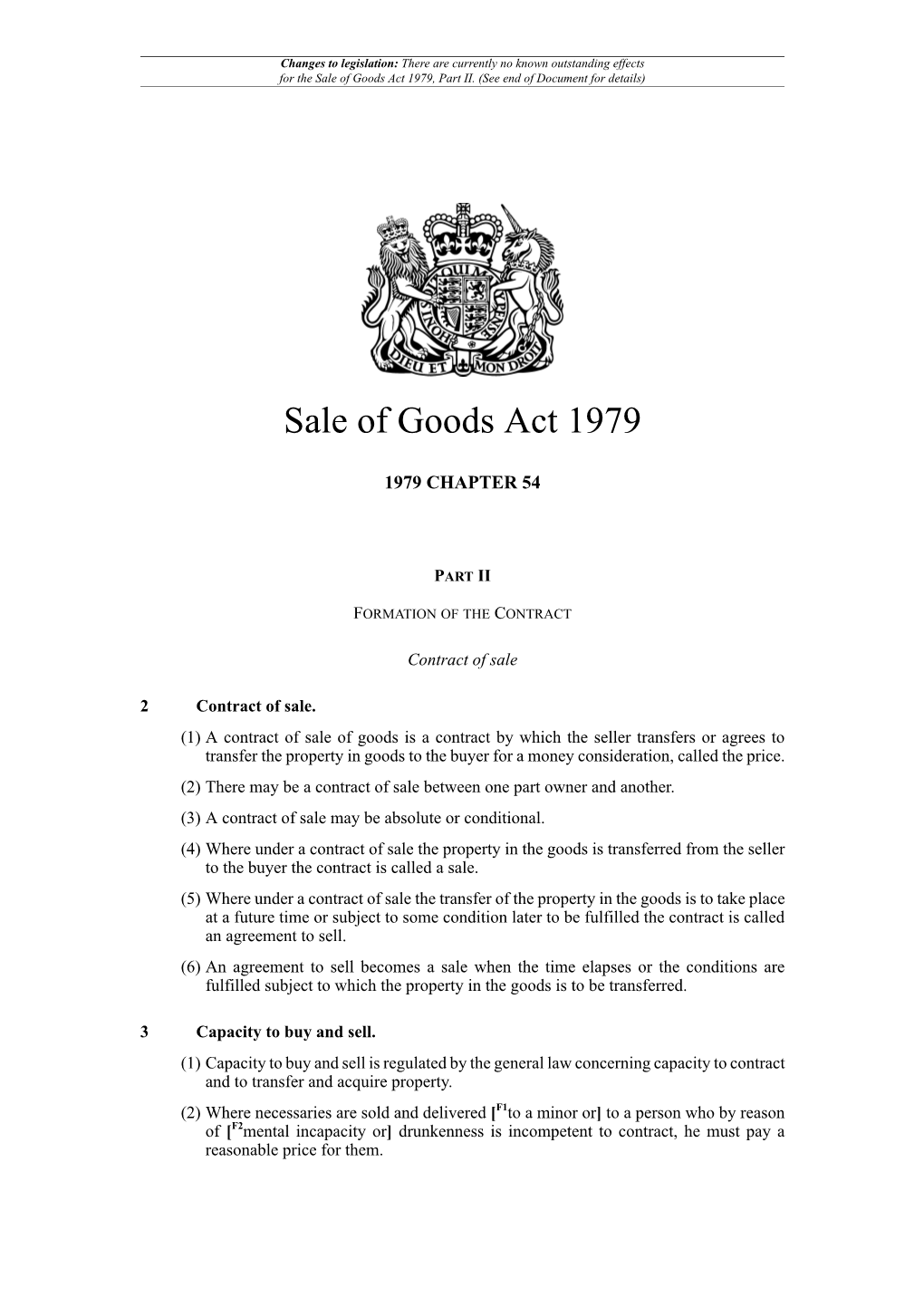 Sale of Goods Act 1979, Part II