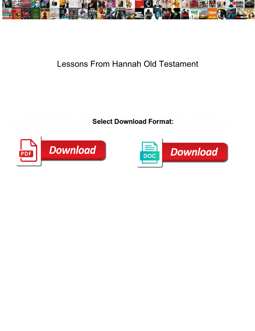 Lessons from Hannah Old Testament