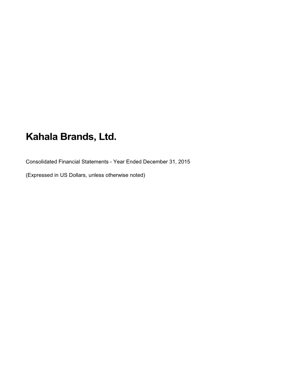 Kahala Financials 2015