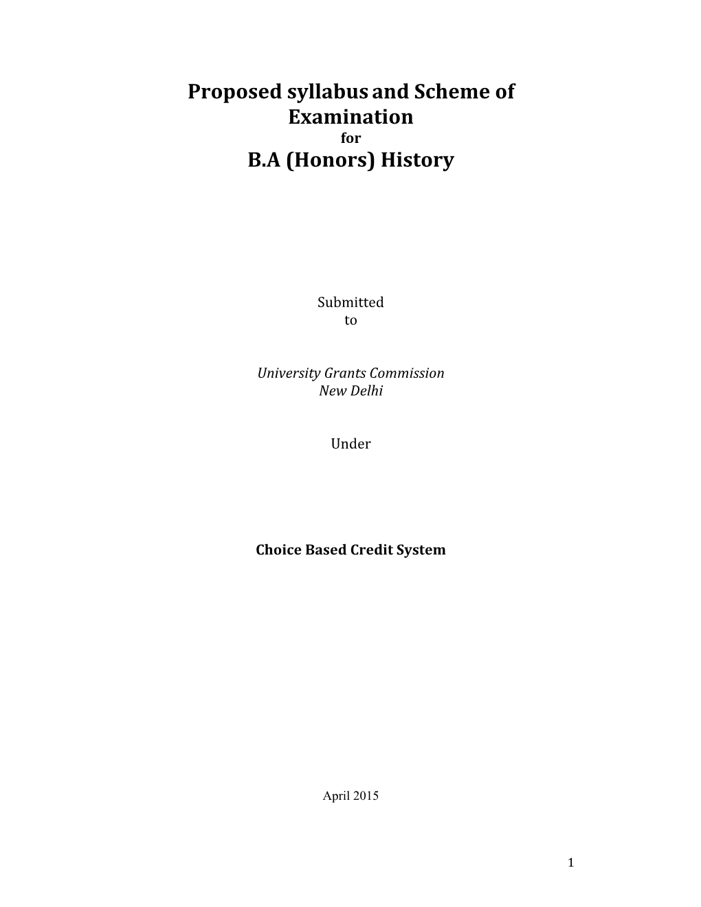 Proposed Syllabusand Scheme of Examination B.A (Honors) History