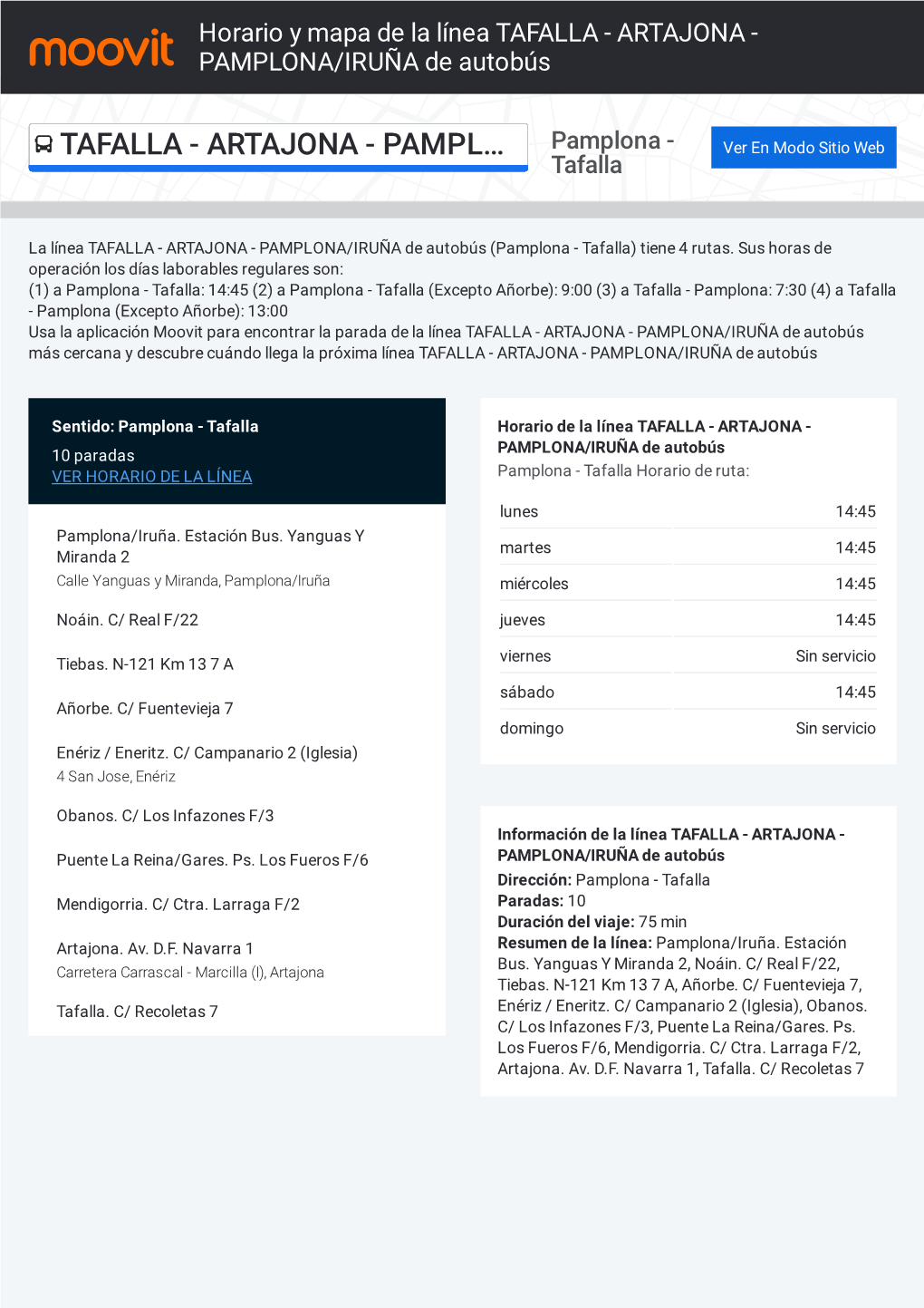 Horario De TAFALLA