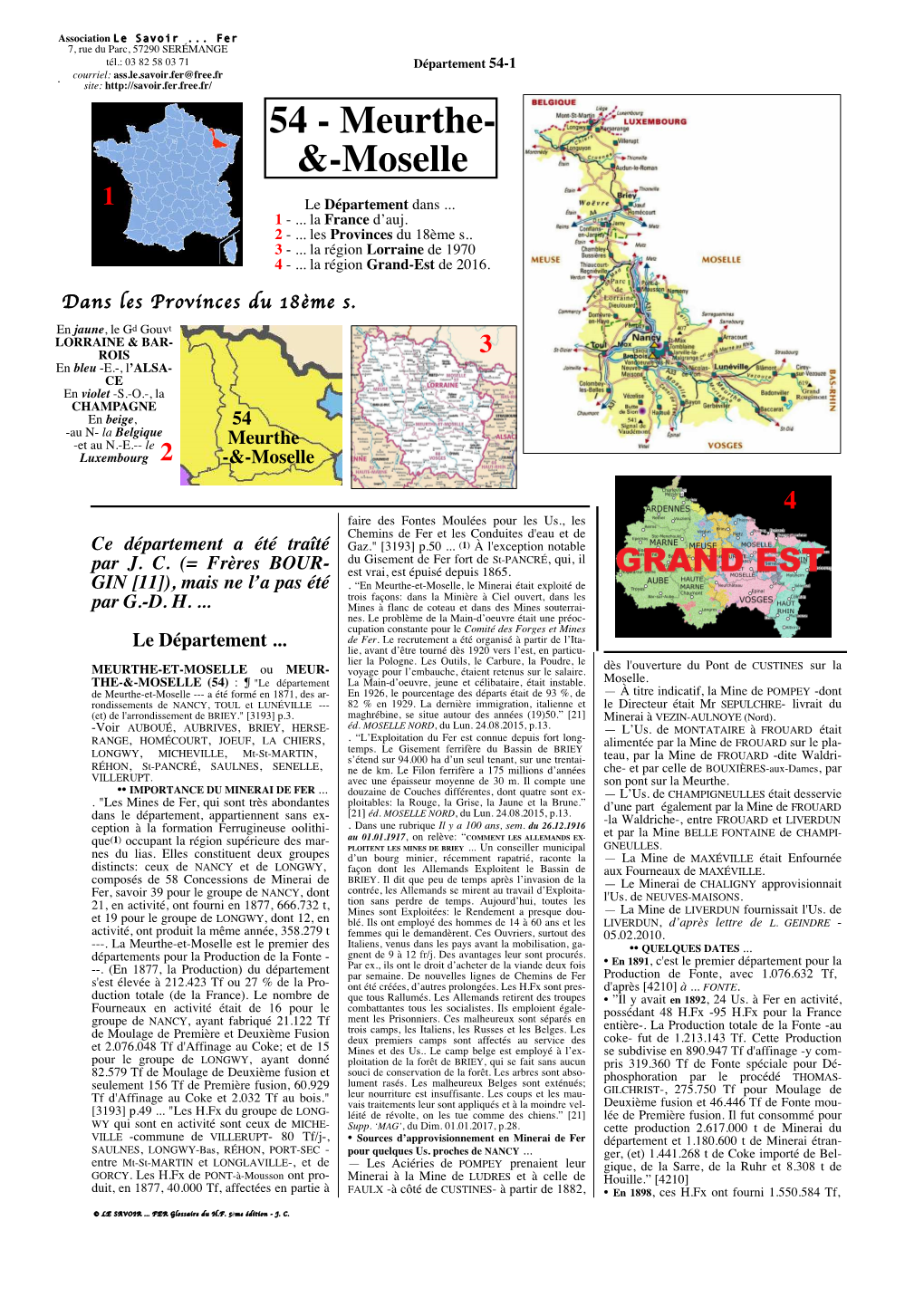 54-1 Courriel: Ass.Le.Savoir.Fer@Free.Fr Site: 54 - Meurthe- &-Moselle