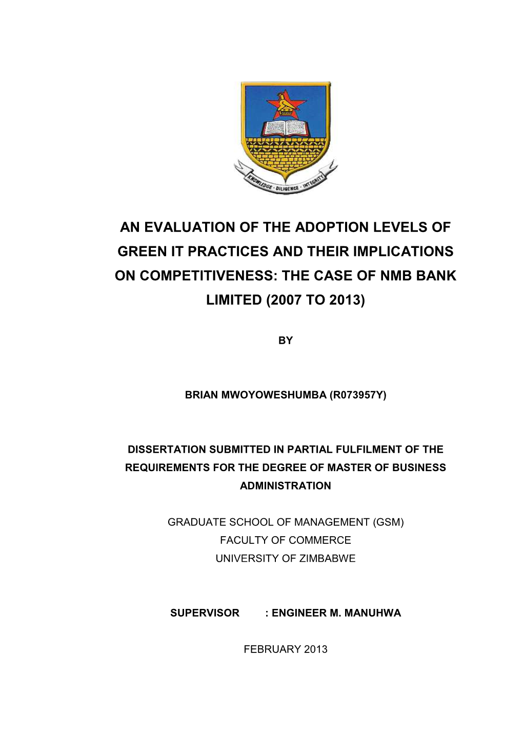 The Case of Nmb Bank Limited (2007 to 2013)