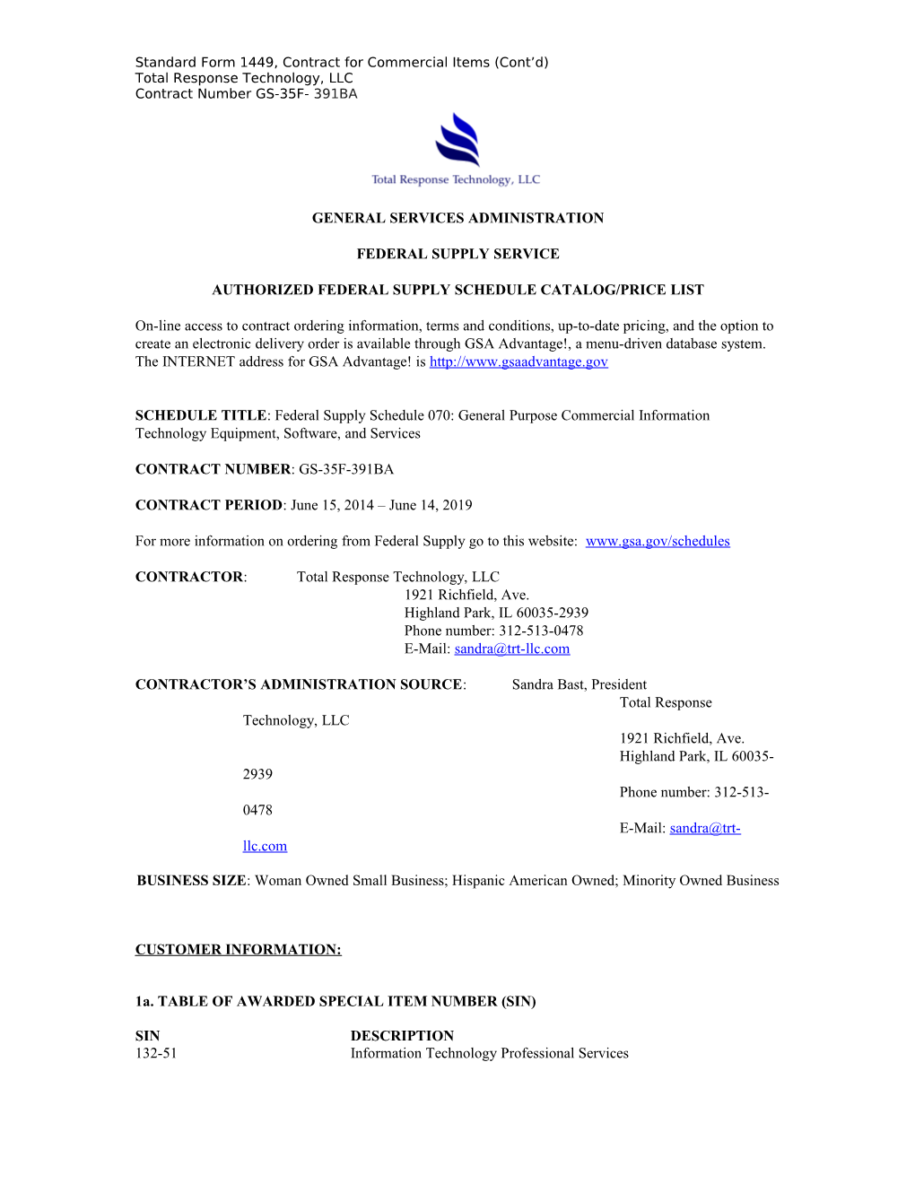 Standard Form 1449, Contract for Commercial Items (Cont D)