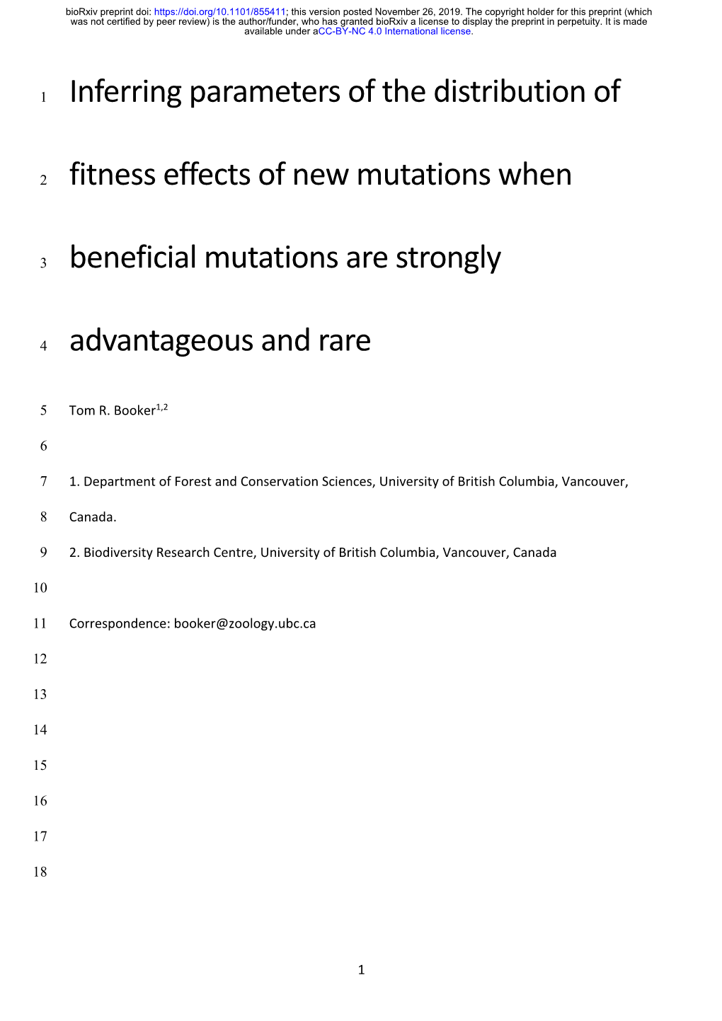 Inferring Parameters of the Distribution of Fitness Effects of New Mutations When Beneficial Mutations Are Strongly Advantageous
