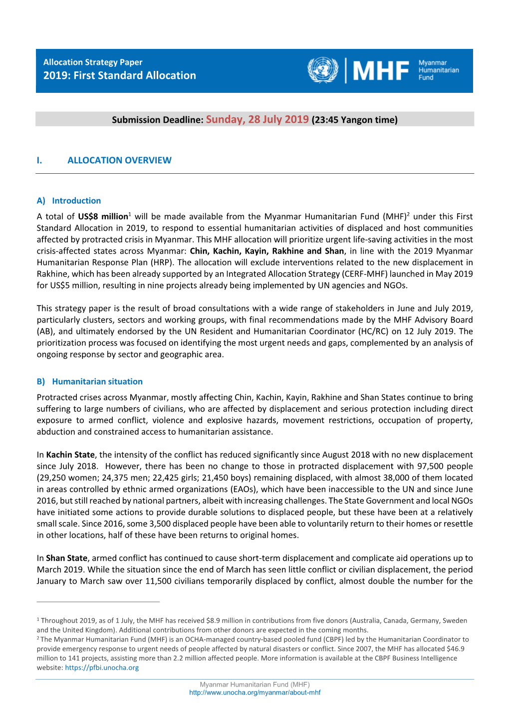 2019: First Standard Allocation