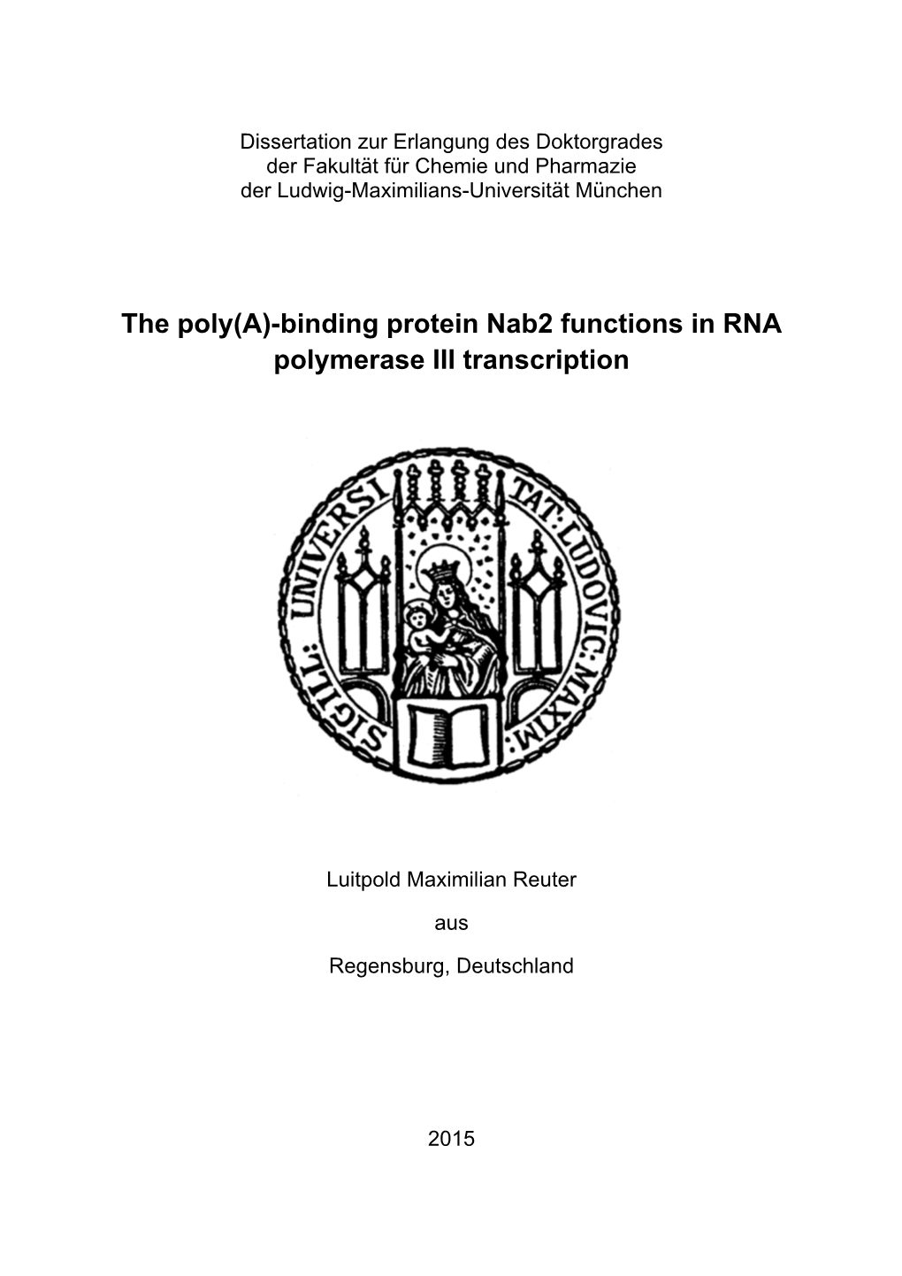 Binding Protein Nab2 Functions in RNA Polymerase III Transcription