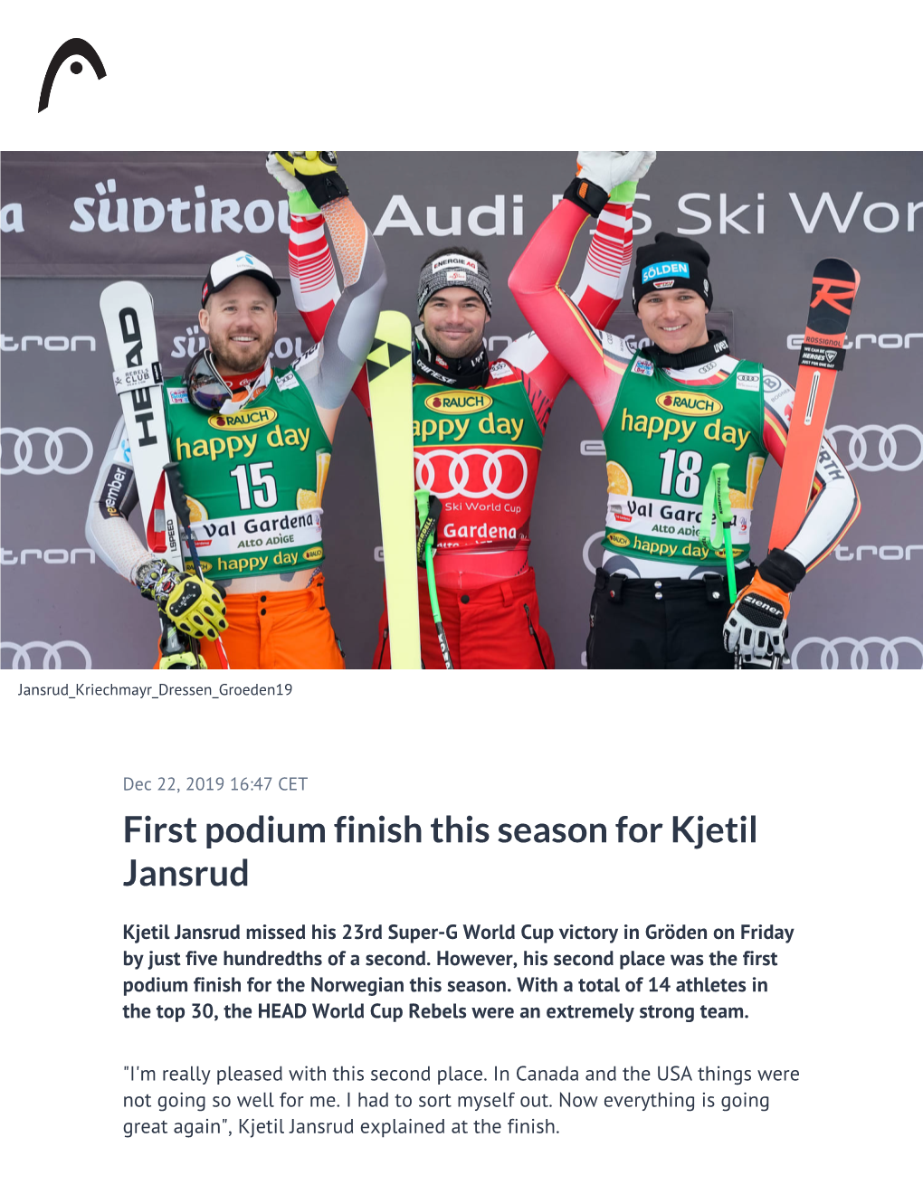 First Podium Finish This Season for Kjetil Jansrud