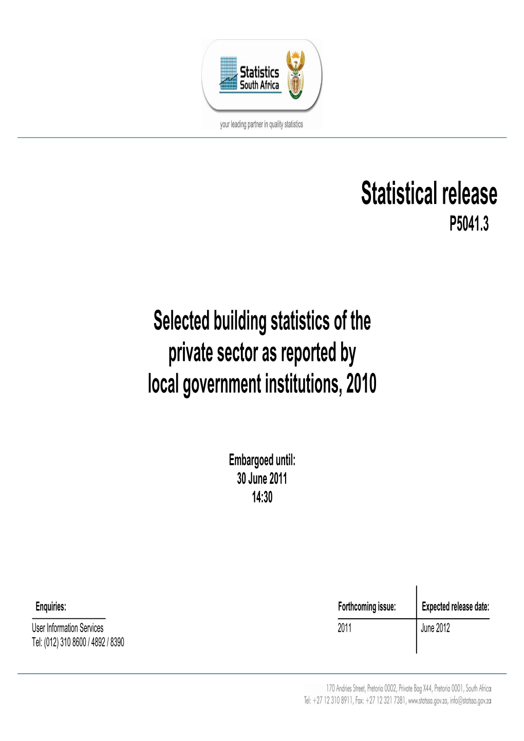 Statistical Release P5041.3