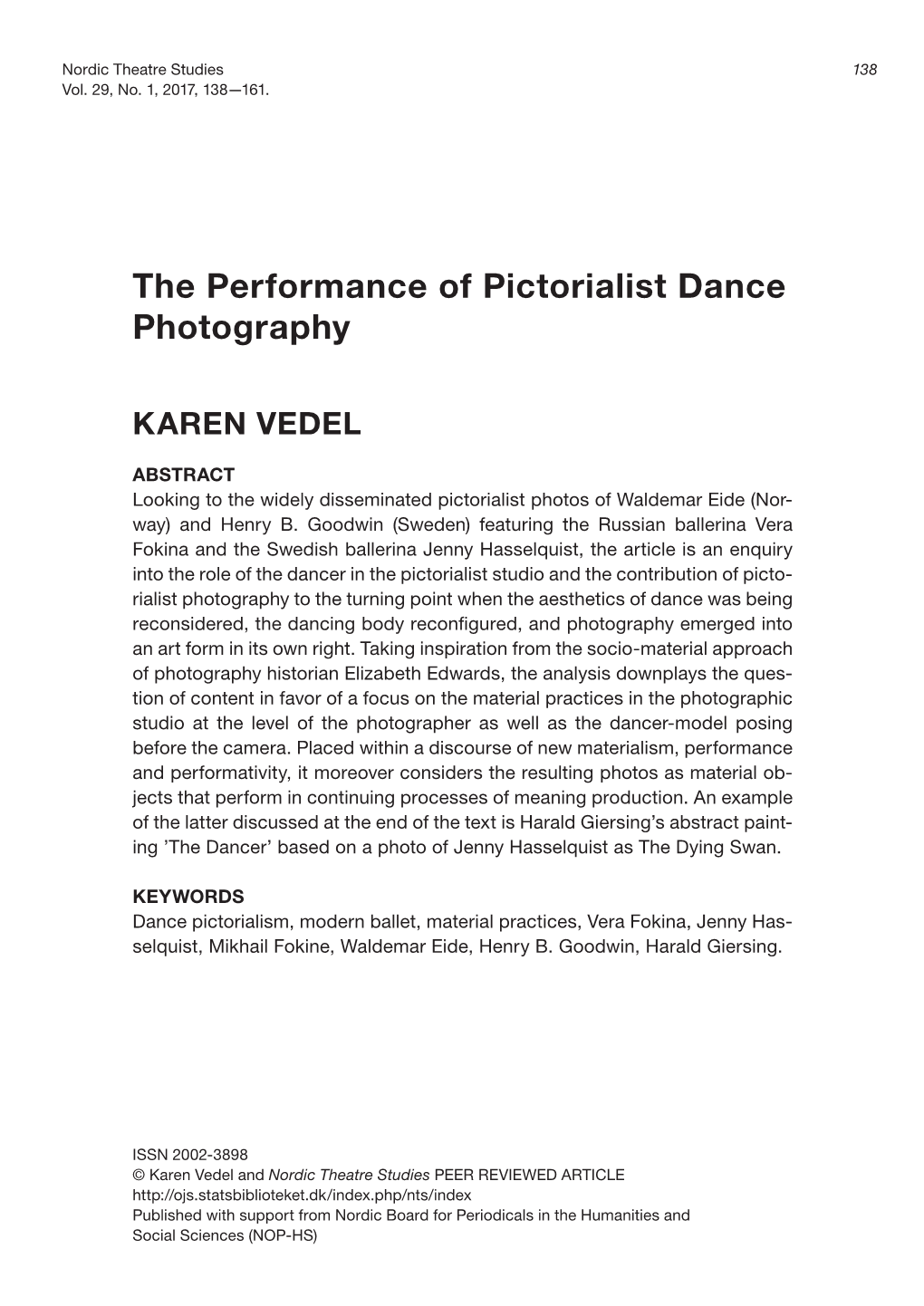 The Performance of Pictorialist Dance Photography