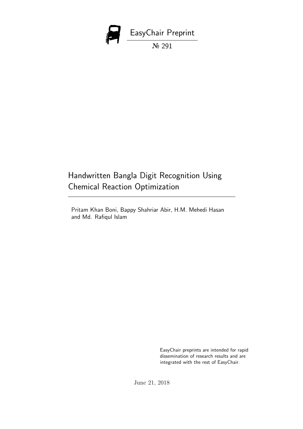 Handwritten Bangla Digit Recognition Using Chemical Reaction Optimization