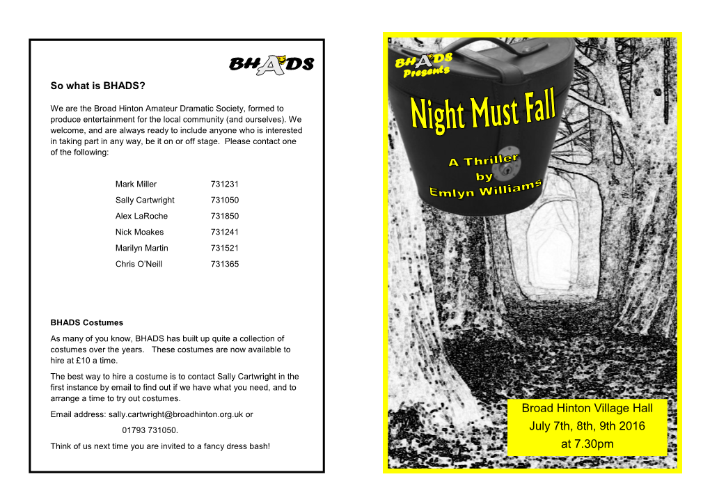 Night Must Fall Programme