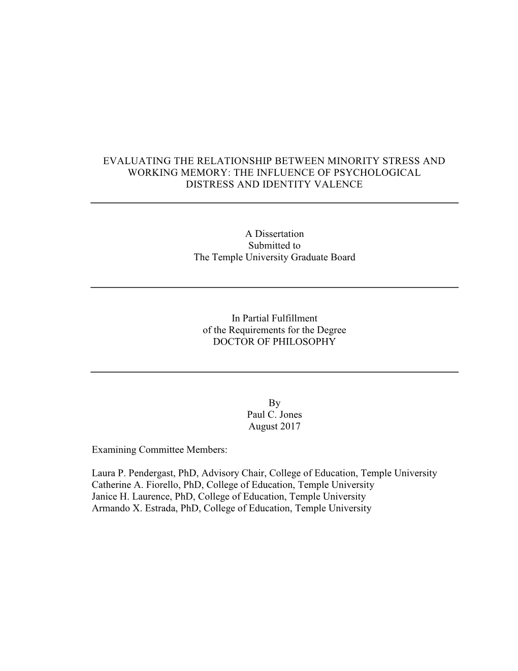 Evaluating the Relationship Between Minority Stress and Working Memory: the Influence of Psychological Distress and Identity Valence