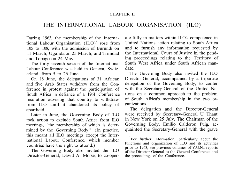 [ 1963 ] Part 2 Chapter 2 the International Labour Organisation