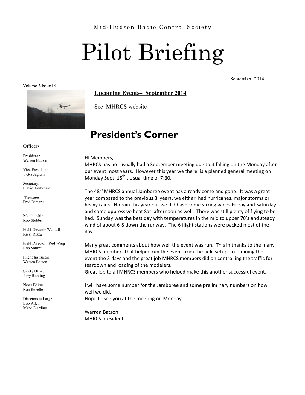 Pilot Briefing September 2014