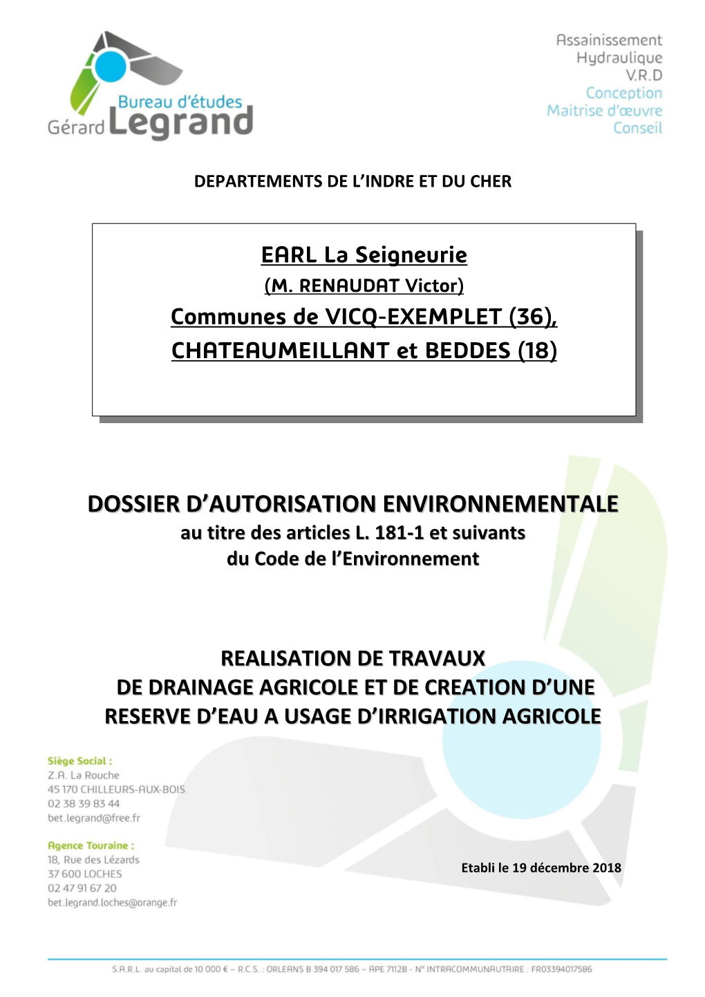 Rapport AUTORISATION EARL La