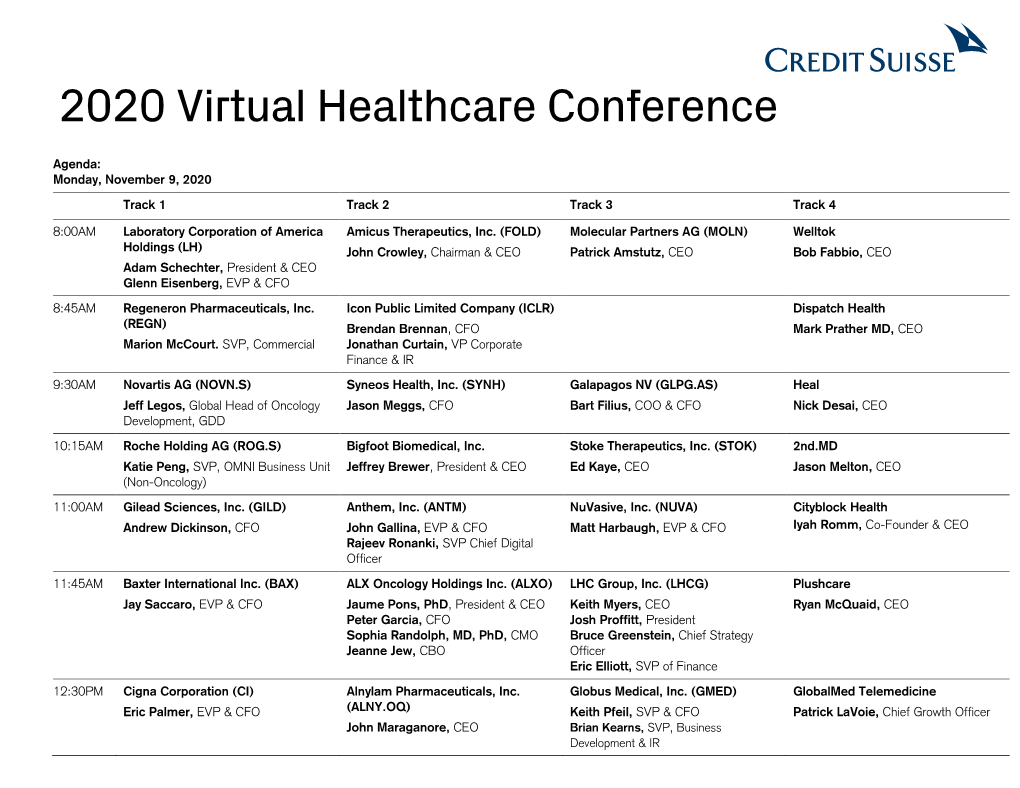 2020 Virtual Healthcare Conference