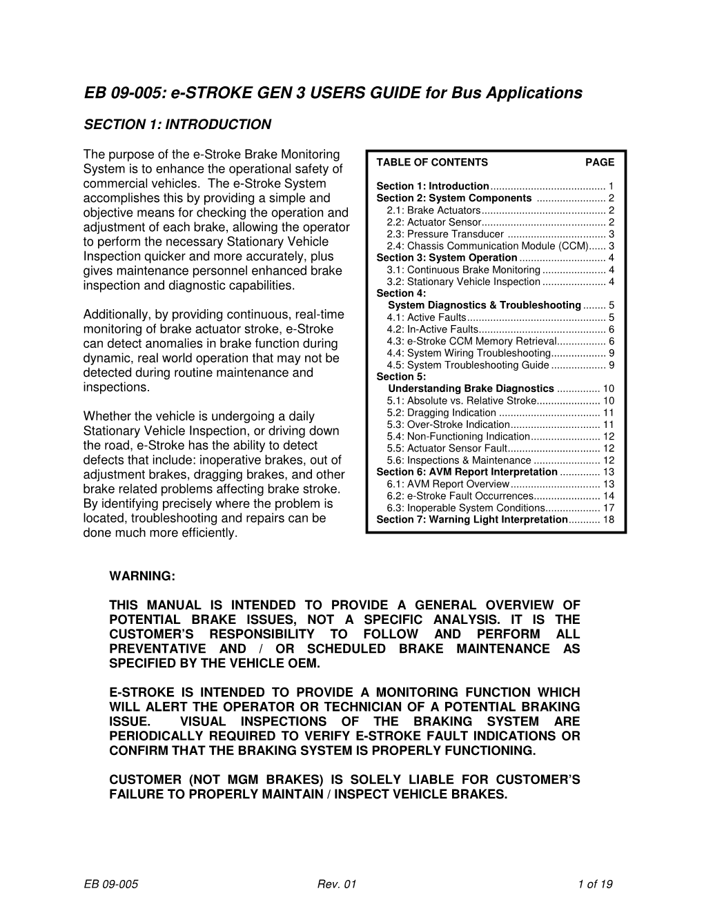 EB 09-005: E-STROKE GEN 3 USERS GUIDE for Bus Applications