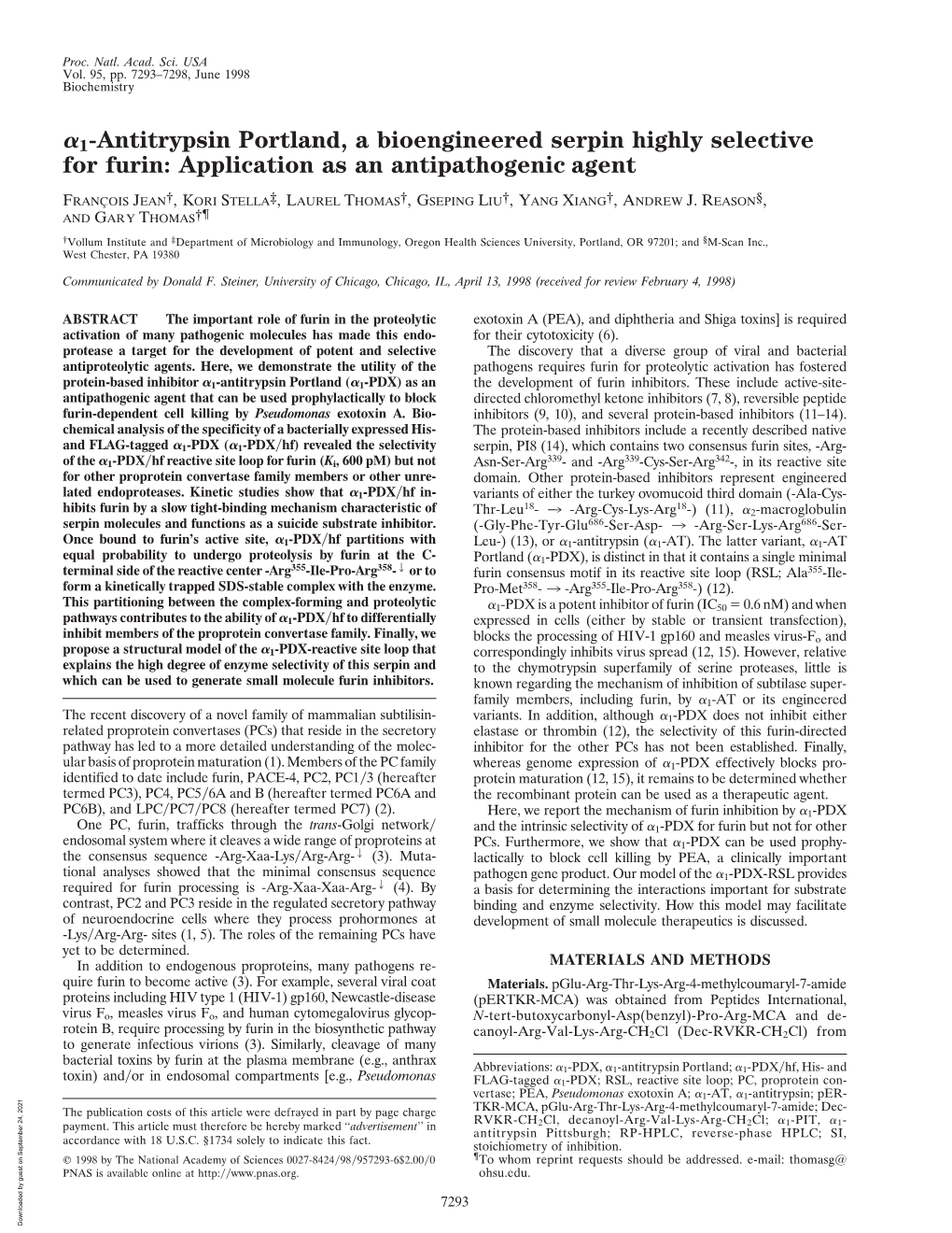 For Furin: Application As an Antipathogenic Agent