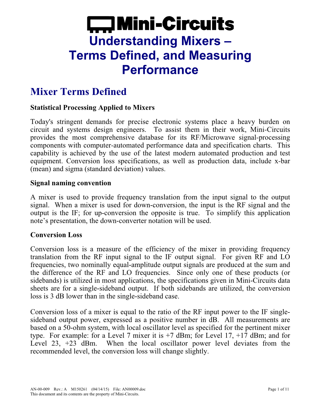 Understanding Mixers – Terms Defined, and Measuring Performance