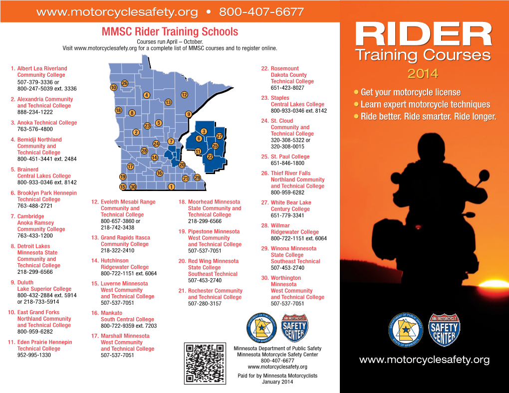 Minnesota Motorcycle Safety Center Rider Training Brochure