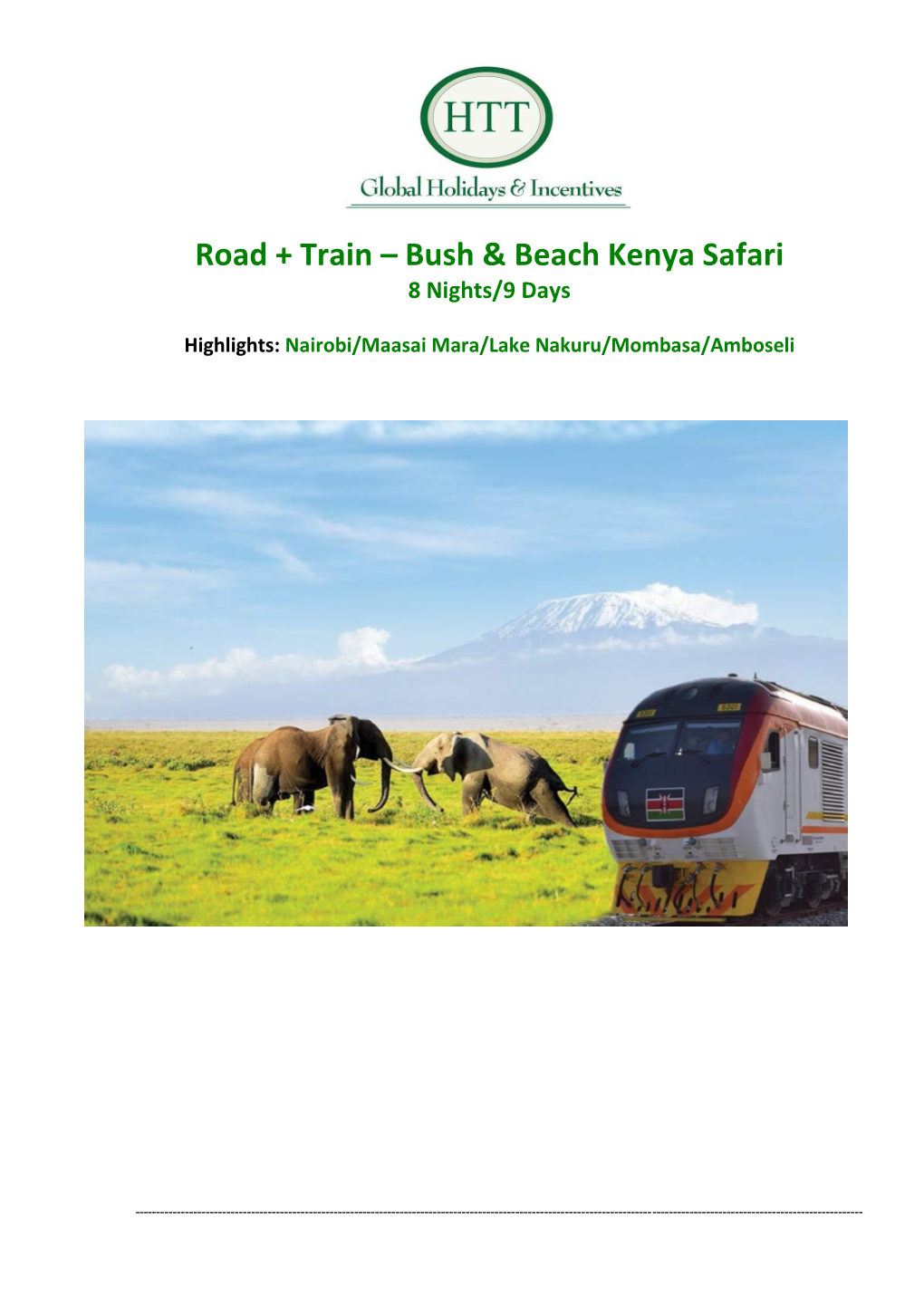 Kenya Safari 8 Nights/9 Days