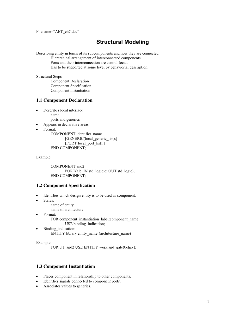 Describing Entity in Terms of Its Subcomponents and How They Are Connected