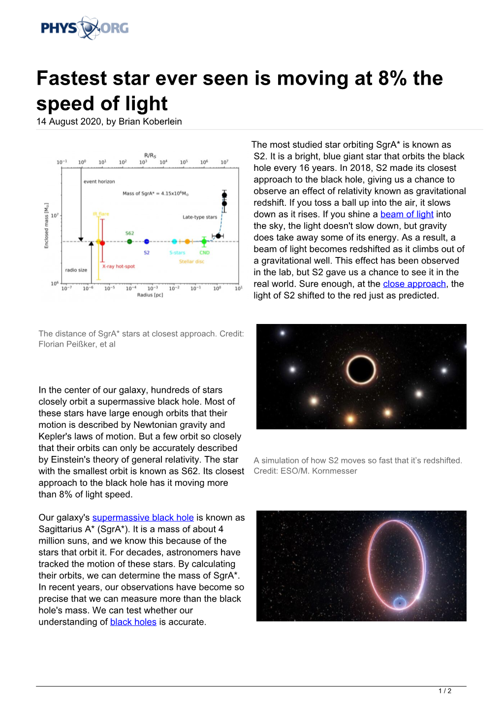 Fastest Star Ever Seen Is Moving at 8% the Speed of Light 14 August 2020, by Brian Koberlein