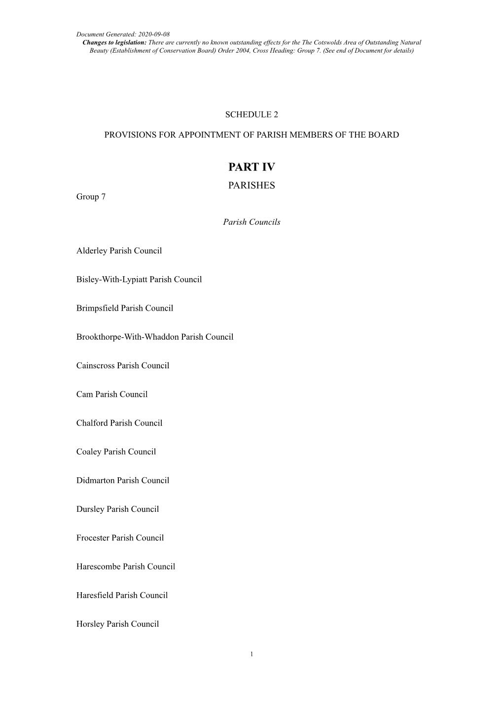 The Cotswolds Area of Outstanding Natural Beauty (Establishment of Conservation Board) Order 2004, Cross Heading: Group 7