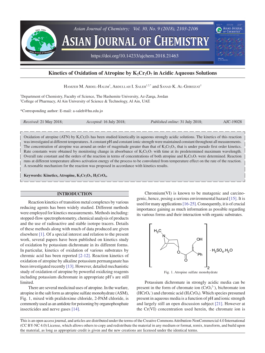 Asian Journal of Chemistry Asian Journal of Chemistry