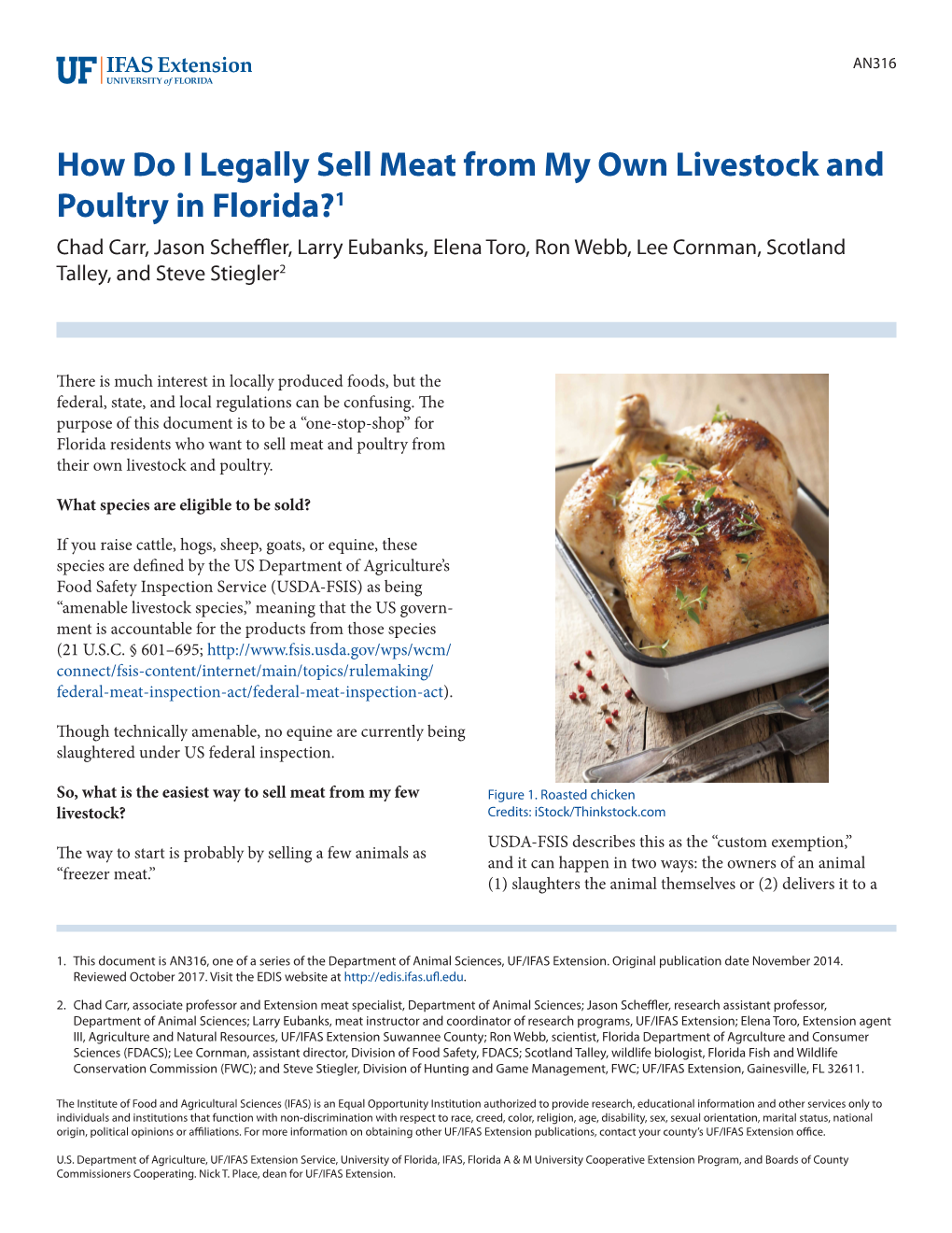 How Do I Legally Sell Meat from My Own Livestock and Poultry in Florida?