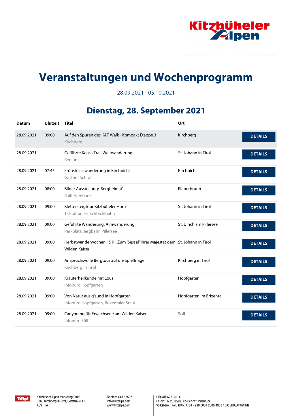 Veranstaltungen Und Wochenprogramm