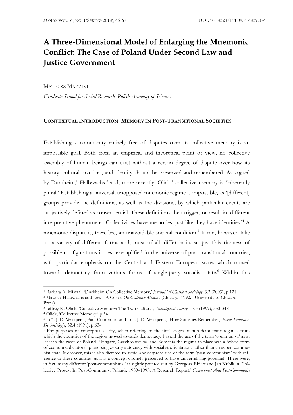 A Three-Dimensional Model of Enlarging the Mnemonic Conflict: the Case of Poland Under Second Law and Justice Government