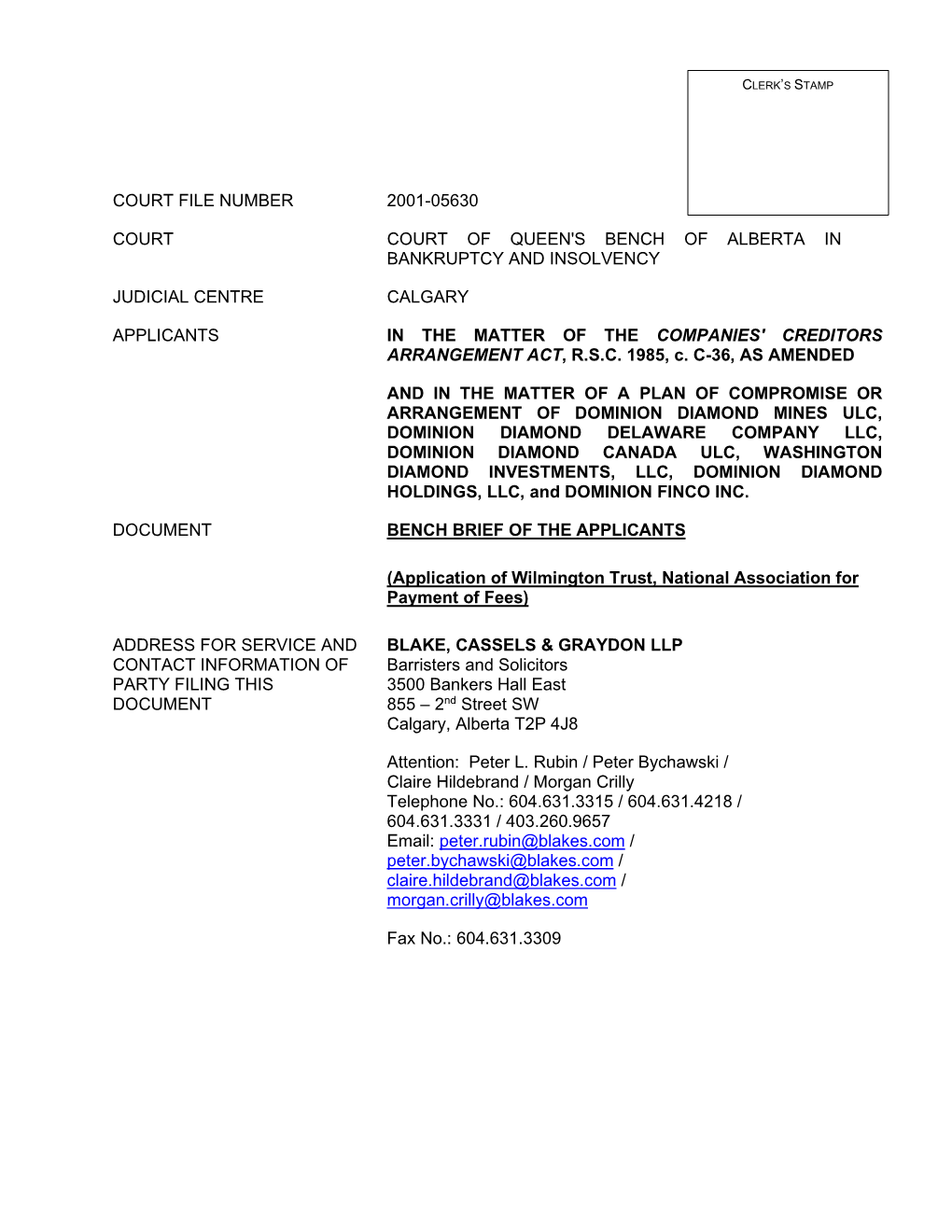 Bench Brief of the Applicants 6182020.Pdf