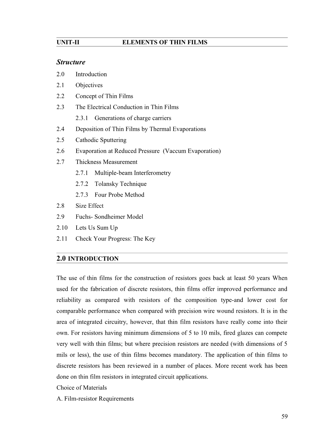 Unit-Ii Elements of Thin Films