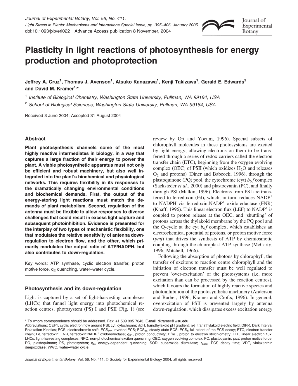 Plasticity in Light Reactions of Photosynthesis for Energy Production and Photoprotection