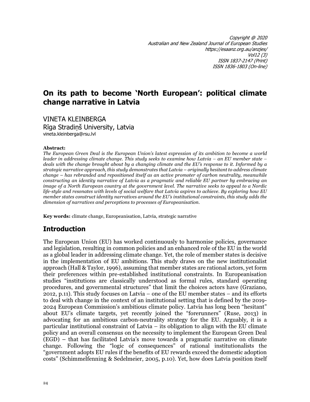 'North European': Political Climate Change Narrative in Latvia